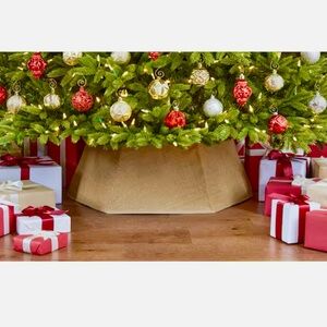 DRAFT HOME ACCENTS HOLIDAY 26” Christmas Tree Collar Burlap Hexagonal Tree Skirt